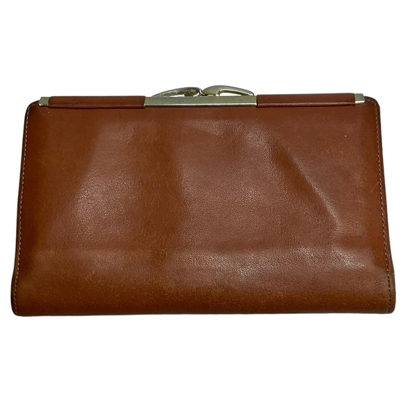 Scully Tobbaco Brown Geniune Leather Wallet Gold Kiss Lock Closure - Picture 3 of 11